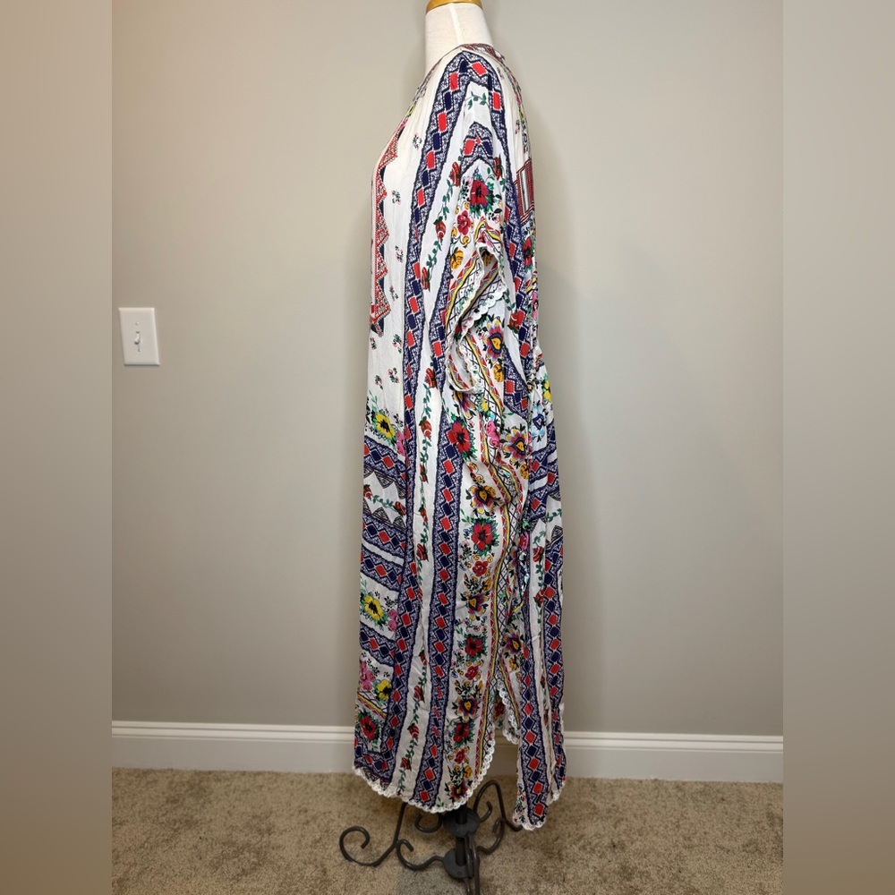 Johnny Was Matana Colorful Patterned Maxi Kaftan Size 1X Floral Boho Resort - Picture 3 of 11